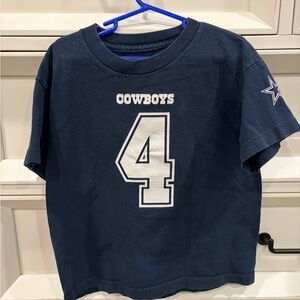 Kids Navy Cowboys Number 4 T-Shirt